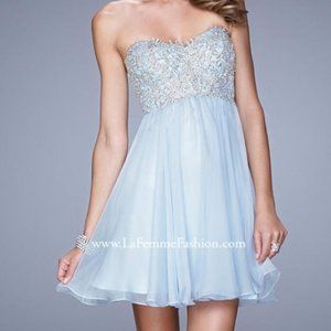 La Femme Short Powder Blue Cocktail Dress